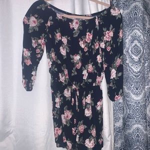 A&F off the shoulders blue floral romper